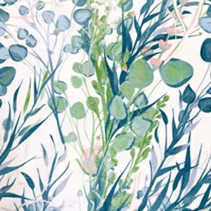 Watercolor Botanical Green Throw Blankets: Soft Plush Floral Leaf Accent for Sofa Couch Chair Bed or Dorm, Color: Green Teal Blue Pink White (Serenity)