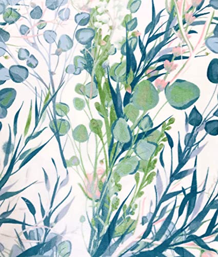 Watercolor Botanical Green Throw Blankets: Soft Plush Floral Leaf Accent for Sofa Couch Chair Bed or Dorm, Color: Green Teal Blue Pink White (Serenity)