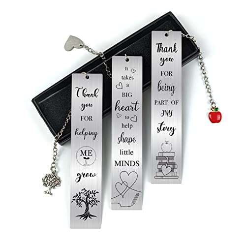 YoeeJob Teacher Appreciation Bookmarsk, 3 Pcs Metal Thank You Teachers Bookmark Gifts Book Marker for Women/Men, Thank You Teachers Bookmarks, Back to School Christmas Gifts for Teacher