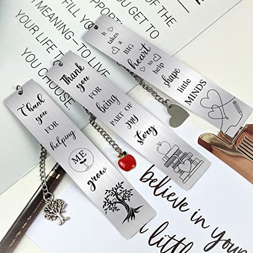 YoeeJob Teacher Appreciation Bookmarsk, 3 Pcs Metal Thank You Teachers Bookmark Gifts Book Marker for Women/Men, Thank You Teachers Bookmarks, Back to School Christmas Gifts for Teacher