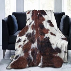 Brown Cow Blanket Cow Print Throw Blanket, Lightweight Flannel Fleece Blankets with Cow Print for Couch (Fleece Cow Blanket for Adult Kid 2, 60"x50")