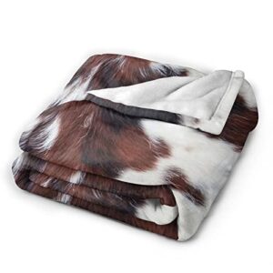 Brown Cow Blanket Cow Print Throw Blanket, Lightweight Flannel Fleece Blankets with Cow Print for Couch (Fleece Cow Blanket for Adult Kid 2, 60"x50")