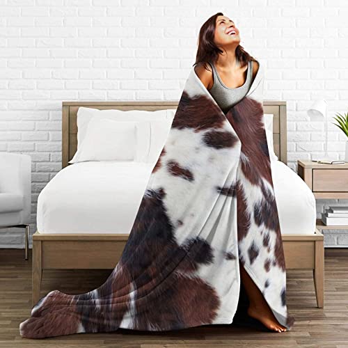 Brown Cow Blanket Cow Print Throw Blanket, Lightweight Flannel Fleece Blankets with Cow Print for Couch (Fleece Cow Blanket for Adult Kid 2, 60"x50")