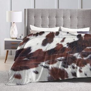 Brown Cow Blanket Cow Print Throw Blanket, Lightweight Flannel Fleece Blankets with Cow Print for Couch (Fleece Cow Blanket for Adult Kid 2, 60"x50")