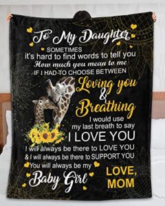 personalized giraffe to my daughter blanket how much you mean me fleece throw for from mom custom name sunflower themed bed gifts christmas birthday graduation, multicolor
