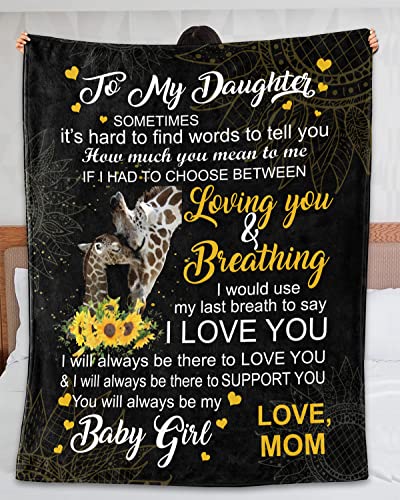 Personalized Giraffe to My Daughter Blanket How Much You Mean Me Fleece Throw for from Mom Custom Name Sunflower Themed Bed Gifts Christmas Birthday Graduation, Multicolor