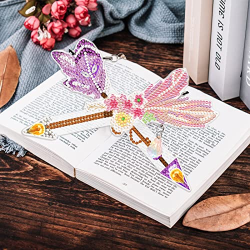 LUSandy 6Pcs 5D Diamond Painting Bookmarks Kits 7.9inch DIY Crystal Flowers Arrows Diamond Art Acrylic Bookmark with Tassel Crystal Pendant Bookmark for Home Office School Read & Crafts Lovers