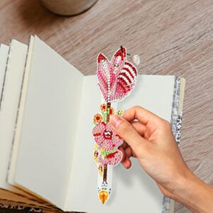 LUSandy 6Pcs 5D Diamond Painting Bookmarks Kits 7.9inch DIY Crystal Flowers Arrows Diamond Art Acrylic Bookmark with Tassel Crystal Pendant Bookmark for Home Office School Read & Crafts Lovers