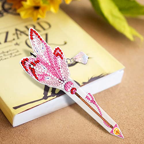 LUSandy 6Pcs 5D Diamond Painting Bookmarks Kits 7.9inch DIY Crystal Flowers Arrows Diamond Art Acrylic Bookmark with Tassel Crystal Pendant Bookmark for Home Office School Read & Crafts Lovers