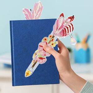 LUSandy 6Pcs 5D Diamond Painting Bookmarks Kits 7.9inch DIY Crystal Flowers Arrows Diamond Art Acrylic Bookmark with Tassel Crystal Pendant Bookmark for Home Office School Read & Crafts Lovers