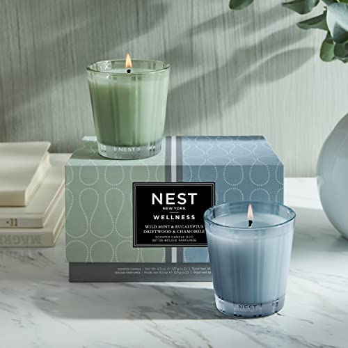 NEST Fragrances Wild Mint & Eucalyptus and Driftwood & Chamomile Wellness Petite Candle Duo