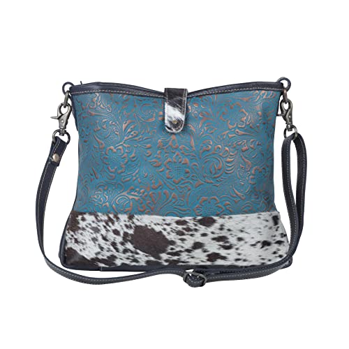 Myra Bag Blue Labyrinth Leather & Hairon Bag S-3982