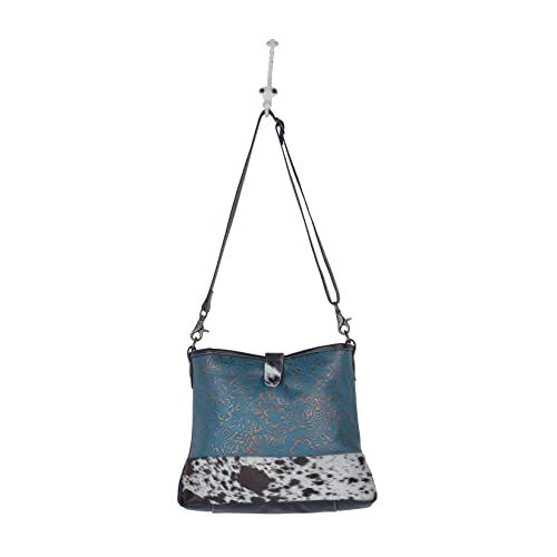 Myra Bag Blue Labyrinth Leather & Hairon Bag S-3982