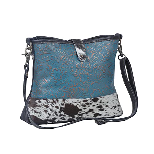 Myra Bag Blue Labyrinth Leather & Hairon Bag S-3982