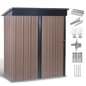 Shark Shack Outdoor Storage Shed | 6x5.3x3 ft Outdoor Shed with 2 Adjustable Shelves | Anti-Rust Steel Garden Shed | Sheds & Outdoor storage clearance for Garden Tools and Lawnmower - Black/Grey