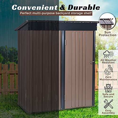 Shark Shack Outdoor Storage Shed | 6x5.3x3 ft Outdoor Shed with 2 Adjustable Shelves | Anti-Rust Steel Garden Shed | Sheds & Outdoor storage clearance for Garden Tools and Lawnmower - Black/Grey