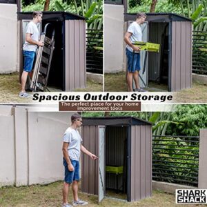 Shark Shack Outdoor Storage Shed | 6x5.3x3 ft Outdoor Shed with 2 Adjustable Shelves | Anti-Rust Steel Garden Shed | Sheds & Outdoor storage clearance for Garden Tools and Lawnmower - Black/Grey