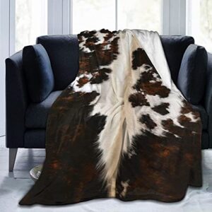 cowhide cow print throw blanket, super soft lightweight flannel fleece blanket for bed couch sofa, all season warm cozy fuzzy plush microfiber blankets 40″x50″