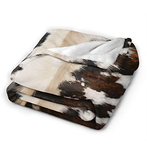 Cowhide Cow Print Throw Blanket, Super Soft Lightweight Flannel Fleece Blanket for Bed Couch Sofa, All Season Warm Cozy Fuzzy Plush Microfiber Blankets 40"x50"