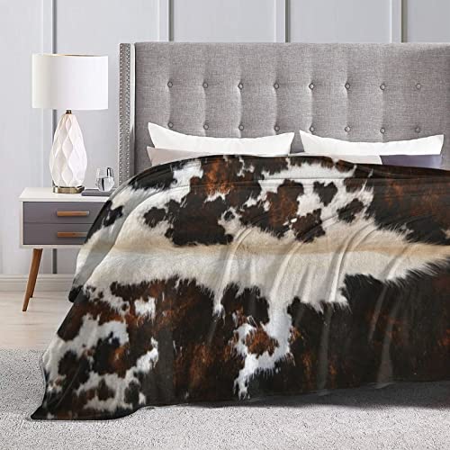 Cowhide Cow Print Throw Blanket, Super Soft Lightweight Flannel Fleece Blanket for Bed Couch Sofa, All Season Warm Cozy Fuzzy Plush Microfiber Blankets 40"x50"