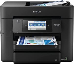 epson workforce pro wf-4833 wireless all-in-one color inkjet printer, black – print scan copy fax – 4.3″ lcd, 25 ppm, 4800 x 2400 dpi, auto 2-sided printing, 50-sheet adf, 500-sheet capacity, ethernet