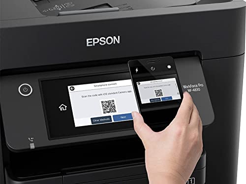 Epson Workforce Pro WF-4833 Wireless All-in-One Color Inkjet Printer, Black - Print Scan Copy Fax - 4.3" LCD, 25 ppm, 4800 x 2400 dpi, Auto 2-Sided Printing, 50-sheet ADF, 500-Sheet Capacity, Ethernet