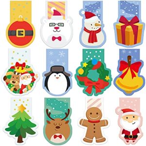 36 pieces christmas magnetic bookmarks bulk double sided page marker cute santa snowman pattern bookmarks xmas page clips for kids winter holiday school gift