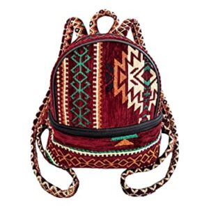 LEMOSE Fashion Backpack Purse for Women, Vintage Boho-Hippie Shoulder Daypack, Small Casual Bag, Ethnic Turkish Pattern Embroidered Chenille Woven Backpacks, Stylish Design Cute Travel Bags