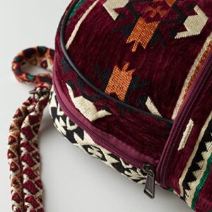 LEMOSE Fashion Backpack Purse for Women, Vintage Boho-Hippie Shoulder Daypack, Small Casual Bag, Ethnic Turkish Pattern Embroidered Chenille Woven Backpacks, Stylish Design Cute Travel Bags