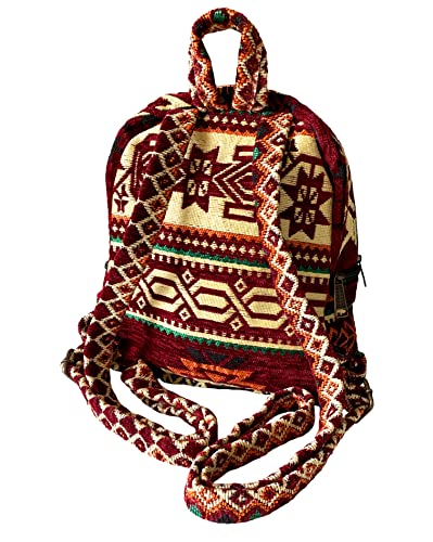 LEMOSE Fashion Backpack Purse for Women, Vintage Boho-Hippie Shoulder Daypack, Small Casual Bag, Ethnic Turkish Pattern Embroidered Chenille Woven Backpacks, Stylish Design Cute Travel Bags