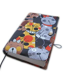 Fabric Book Sleeve Cover, Washable Novel Protector - Cats Design, Padded Book Protector for Adult, Planner Book Case, Hard Books Covers for Paperback 5.5 x 8.2 x 1.6 (Cats)