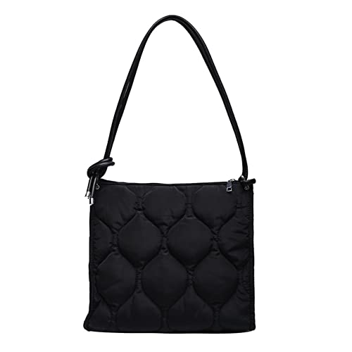 Oichy Puffer Shoulder Bag for Women Quilted Puffy Handbag Lightweight Padded Tote Bag Ladies Casual Purses Bucket Bag