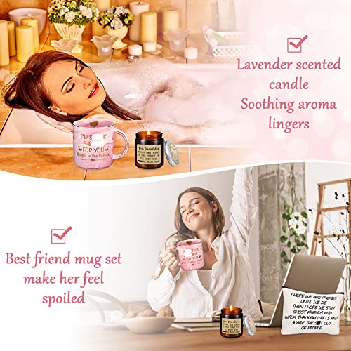 Sieral 6 Pieces Birthday Gifts for Women Relaxing Spa Gift Bestie Gifts for Women Friendship Gifts for Women Friends Cool Mom Birthday Gifts Scented Lavender Candle Keychain Mug for Gifts Women Girl