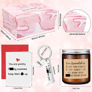 Sieral 6 Pieces Birthday Gifts for Women Relaxing Spa Gift Bestie Gifts for Women Friendship Gifts for Women Friends Cool Mom Birthday Gifts Scented Lavender Candle Keychain Mug for Gifts Women Girl