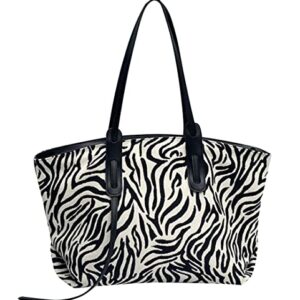 Tote Bag for Women Zebra Pattern Shoulder Bag Hobos Purse +++ Large Satchel Handbag for Working Travel Shopping (White)