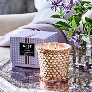 NEST New York Cedar Leaf & Lavender Decorative Rattan Scented 3-Wick Candle, 21 Ounces