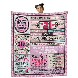 21st birthday gifts for her, best birthday gifts for 21 year old female, daughter, women, girl – 21st birthday gift ideas, happy 21st birthday decorations for her women, 21st birthday blanket 50×60
