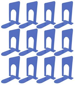 clipco premium book ends with anti-slip pad 9-inch (pack of 12) (blue)