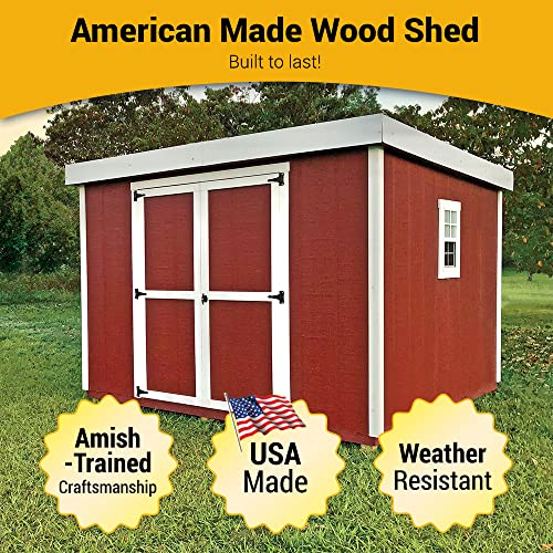 OverEZ Outdoor Storage Shed (﻿10 ft. x 10 ft. x 7.5 ft), Pinewood USA Made Shed Kit In A Box, Double Doors, Windows, Large Storage Shed For Lawn Equipment and Outdoor Gear (Shed Floor Sold Separately)