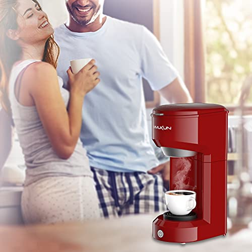 Vimukun Single Serve Coffee Maker Coffee Brewer Compatible with K-Cup Single Cup Capsule with 6 to 14oz Reservoir, Small Size (Red)