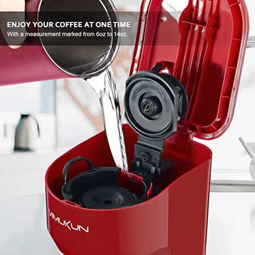 Vimukun Single Serve Coffee Maker Coffee Brewer Compatible with K-Cup Single Cup Capsule with 6 to 14oz Reservoir, Small Size (Red)