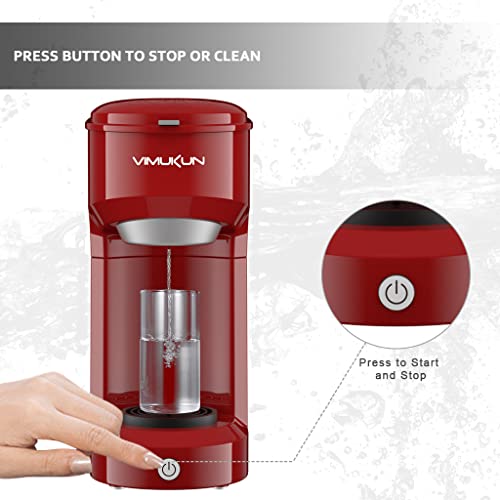 Vimukun Single Serve Coffee Maker Coffee Brewer Compatible with K-Cup Single Cup Capsule with 6 to 14oz Reservoir, Small Size (Red)