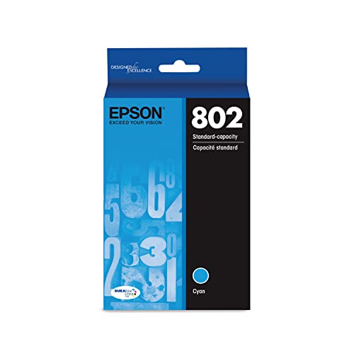 EPSON T802 DURABrite Ultra -Ink Standard Capacity Cyan -Cartridge (T802220-S) for select Epson WorkForce Pro Printers