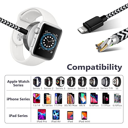 CulaLuva Smart Watch Charger,Magnetic Charging Cable 6.5ft/2M for Watch Charger Compatible with Watch Series SE/7/6/5/4/3/2/1 & Phone 12/11/Pro/Max/XR/XS/XS Max/X&Pad Series