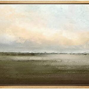 wall26 Framed Canvas Print Wall Art Watercolor Dusk Sky Over Green Field Nature Wilderness Illustrations Modern Rustic Relax/Calm Cool for Living Room, Bedroom, Office - 24x36 Natural