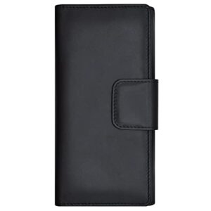 leather sr women leather wallets rfid blocking large capacity ladies tab clutch wallet with id window zipper pocket multi card organizer (black rfid)