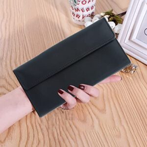 Leather SR Women Leather Wallets RFID Blocking Large Capacity Ladies Tab Clutch Wallet With ID Window Zipper Pocket Multi Card Organizer (Black RFID)