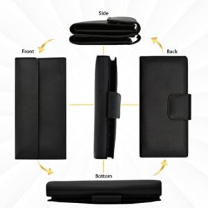 Leather SR Women Leather Wallets RFID Blocking Large Capacity Ladies Tab Clutch Wallet With ID Window Zipper Pocket Multi Card Organizer (Black RFID)