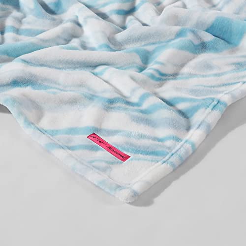 Betsey Johnson- Throw Blanket, Ultra Soft & Cozy Plush Home Decor, All Season Bedding (Marble Blue, Oversized Throw)