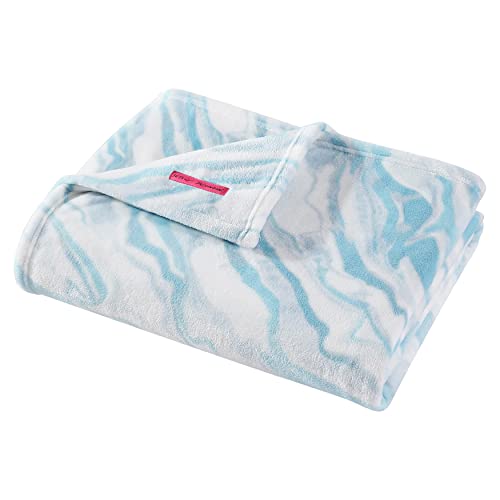 Betsey Johnson- Throw Blanket, Ultra Soft & Cozy Plush Home Decor, All Season Bedding (Marble Blue, Oversized Throw)